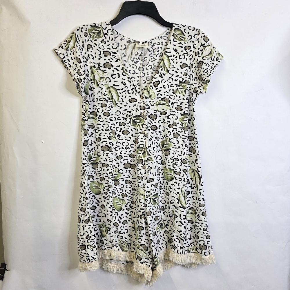 Zulu & Zephyr abstract print  With fringes on the edges beach romper